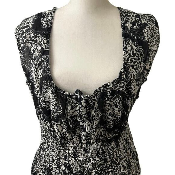 Grace Elements Black & White Cotton Milkmaid Asymmetrical Layered Midi Dress M - Picture 3 of 13